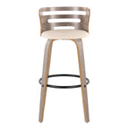 Cosini 30" Fixed-Height Barstool - Set of 2 - Light Grey Wood, Black Metal, Cream PU