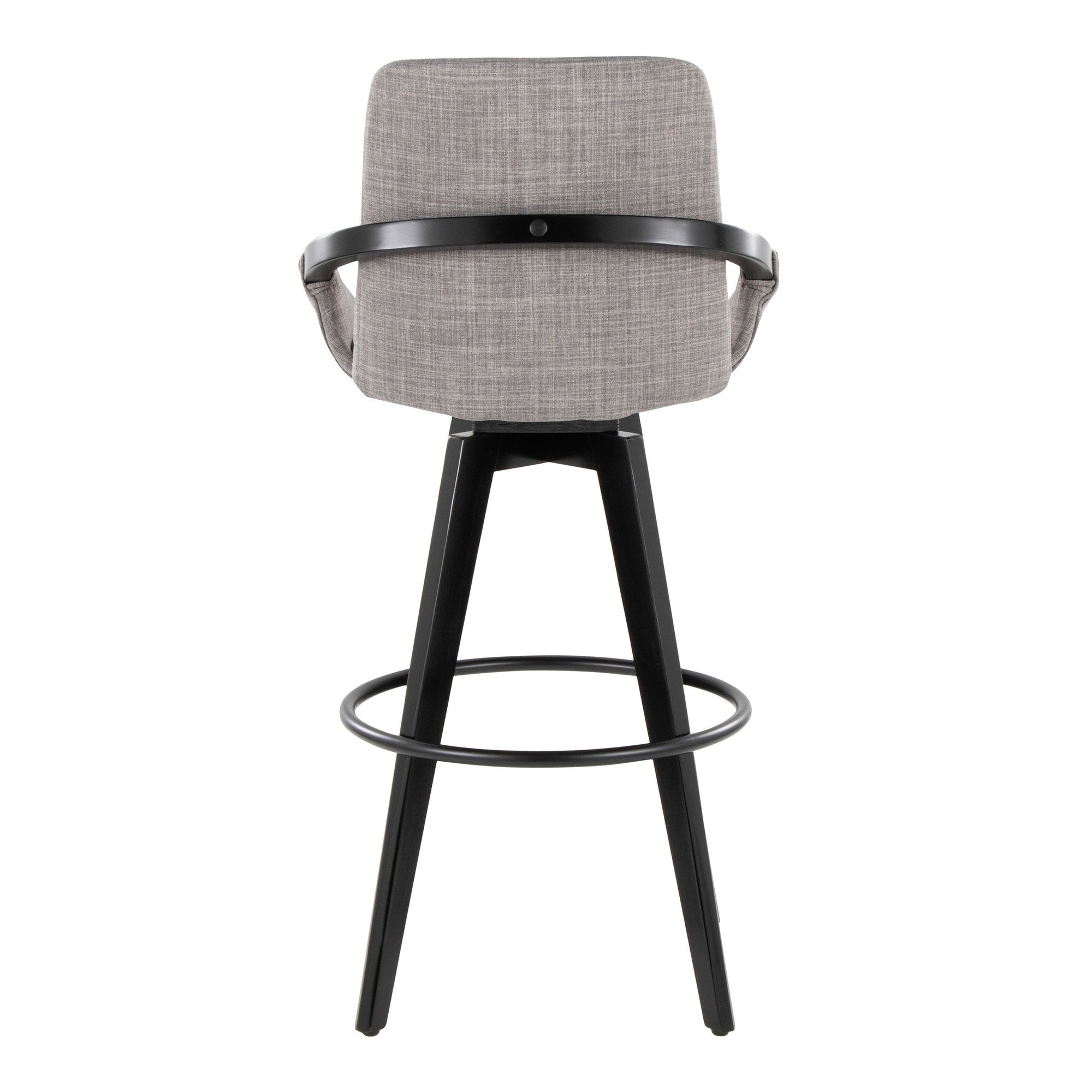 Cosmo 30" Fixed-Height Barstool - Set of 2 - Black Wood, Grey Fabric, Black Metal