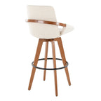 Cosmo 29" Fixed-Height Barstool - Walnut Bamboo, Cream Noise Fabric, Black Metal