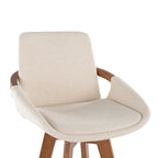 Cosmo 29" Fixed-Height Barstool - Walnut Bamboo, Cream Noise Fabric, Black Metal