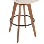 Cosmo 29" Fixed-Height Barstool - Walnut Bamboo, Cream Noise Fabric, Black Metal