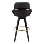 Cosmo 30" Fixed-Height Barstool - Set of 2 - Black Wood, Black PU, Gold Metal