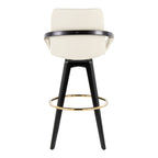 Cosmo 30" Fixed-Height Barstool - Set of 2 - Black Wood, Cream PU, Gold Metal