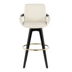Cosmo 30" Fixed-Height Barstool - Set of 2 - Black Wood, Cream PU, Gold Metal