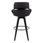 Cosmo 30" Fixed-Height Barstool - Set of 2 - Black Wood, Black PU, Black Metal