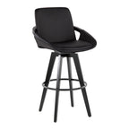 Cosmo 30" Fixed-Height Barstool - Set of 2 - Black Wood, Black PU, Black Metal