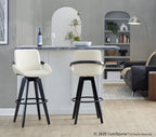 Cosmo 30" Fixed-Height Barstool - Set of 2 - Black Wood, Cream PU, Black Metal