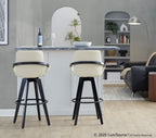 Cosmo 30" Fixed-Height Barstool - Set of 2 - Black Wood, Cream PU, Black Metal