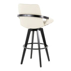 Cosmo 30" Fixed-Height Barstool - Set of 2 - Black Wood, Cream PU, Black Metal