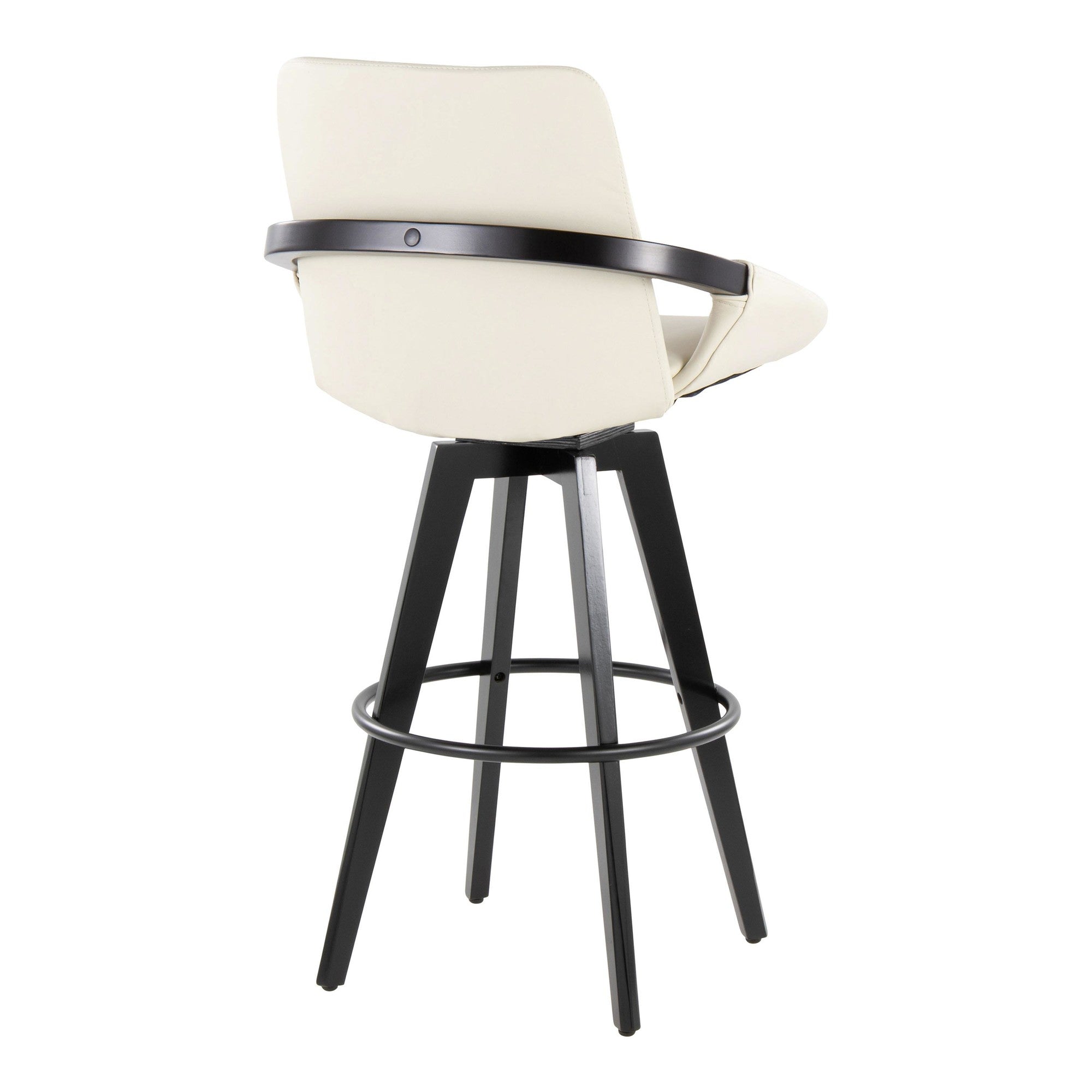 Cosmo 30" Fixed-Height Barstool - Set of 2 - Black Wood, Cream PU, Black Metal