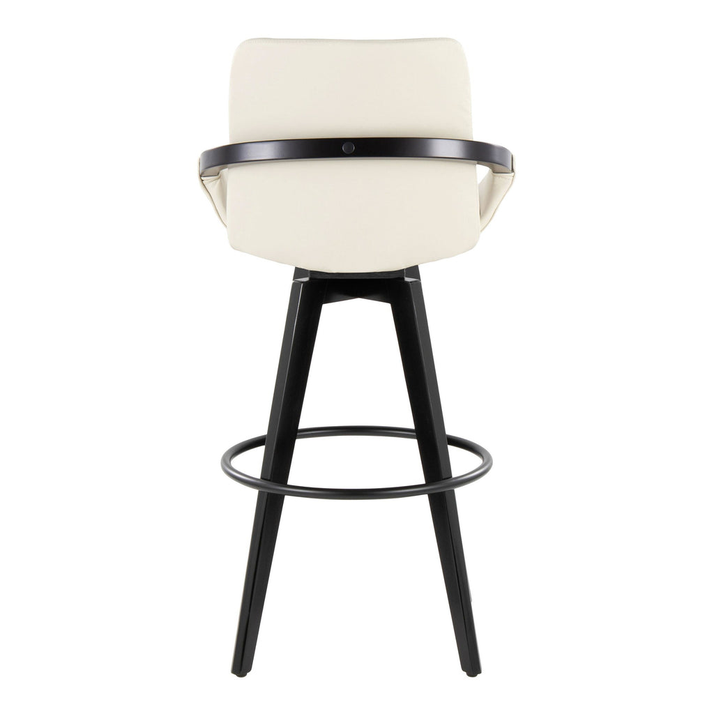 Cosmo 30" Fixed-Height Barstool - Set of 2 - Black Wood, Cream PU, Black Metal