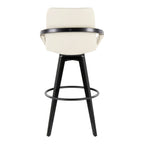 Cosmo 30" Fixed-Height Barstool - Set of 2 - Black Wood, Cream PU, Black Metal
