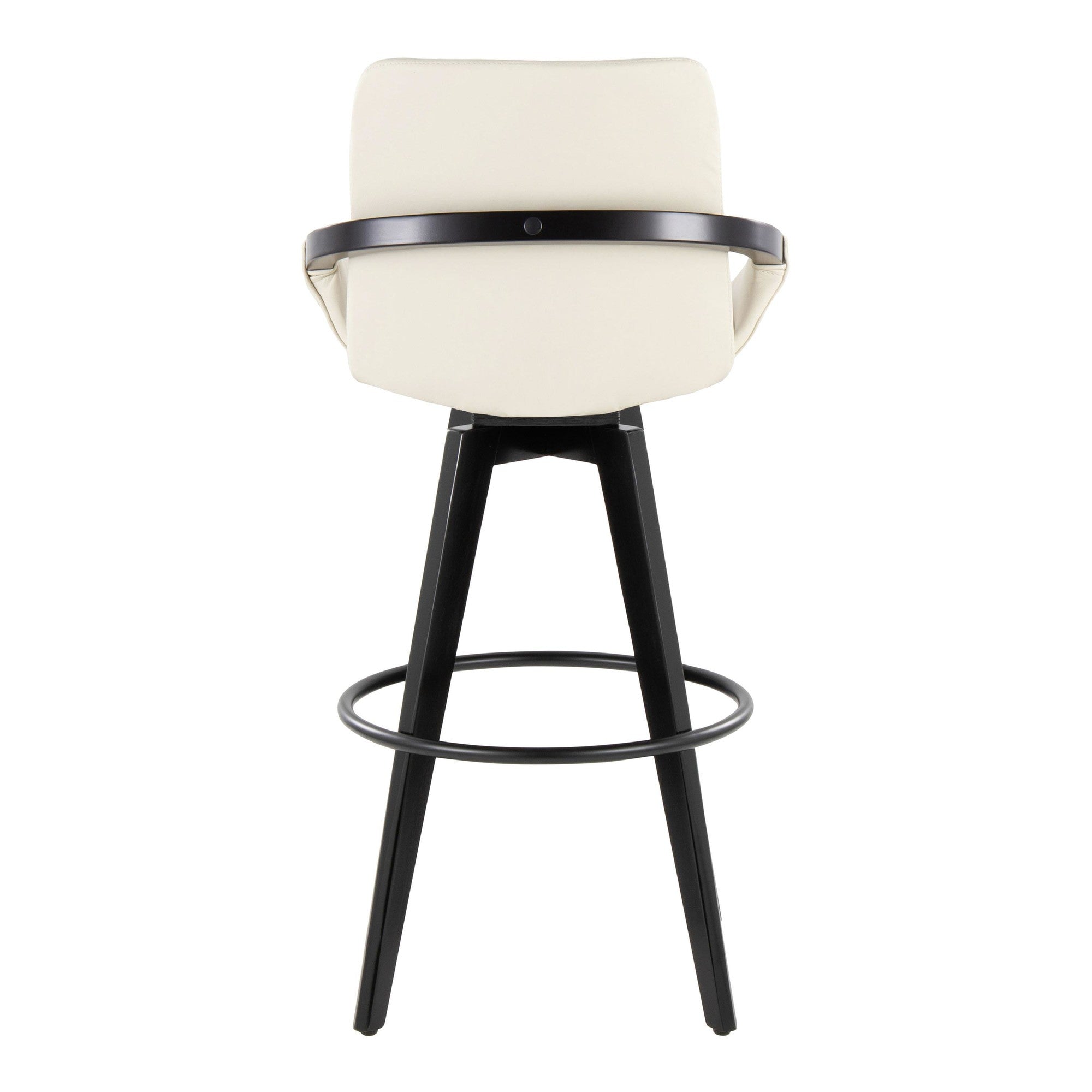 Cosmo 30" Fixed-Height Barstool - Set of 2 - Black Wood, Cream PU, Black Metal