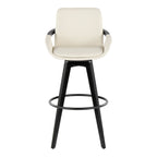 Cosmo 30" Fixed-Height Barstool - Set of 2 - Black Wood, Cream PU, Black Metal