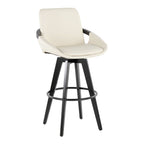Cosmo 30" Fixed-Height Barstool - Set of 2 - Black Wood, Cream PU, Black Metal
