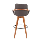 Cosmo 29" Fixed-Height Barstool - Walnut Bamboo, Brown PU, Black Metal