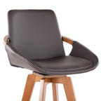 Cosmo 29" Fixed-Height Barstool - Walnut Bamboo, Brown PU, Black Metal