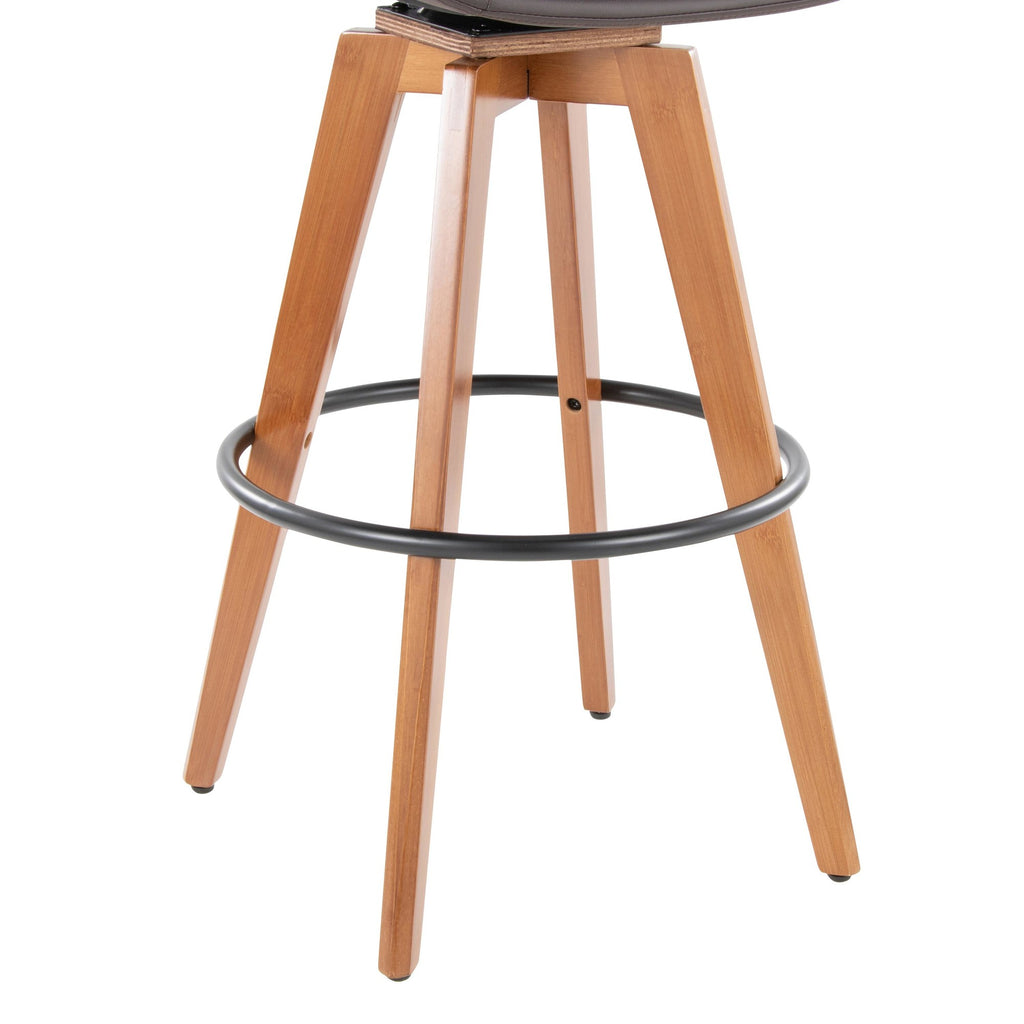 Cosmo 29" Fixed-Height Barstool - Walnut Bamboo, Brown PU, Black Metal