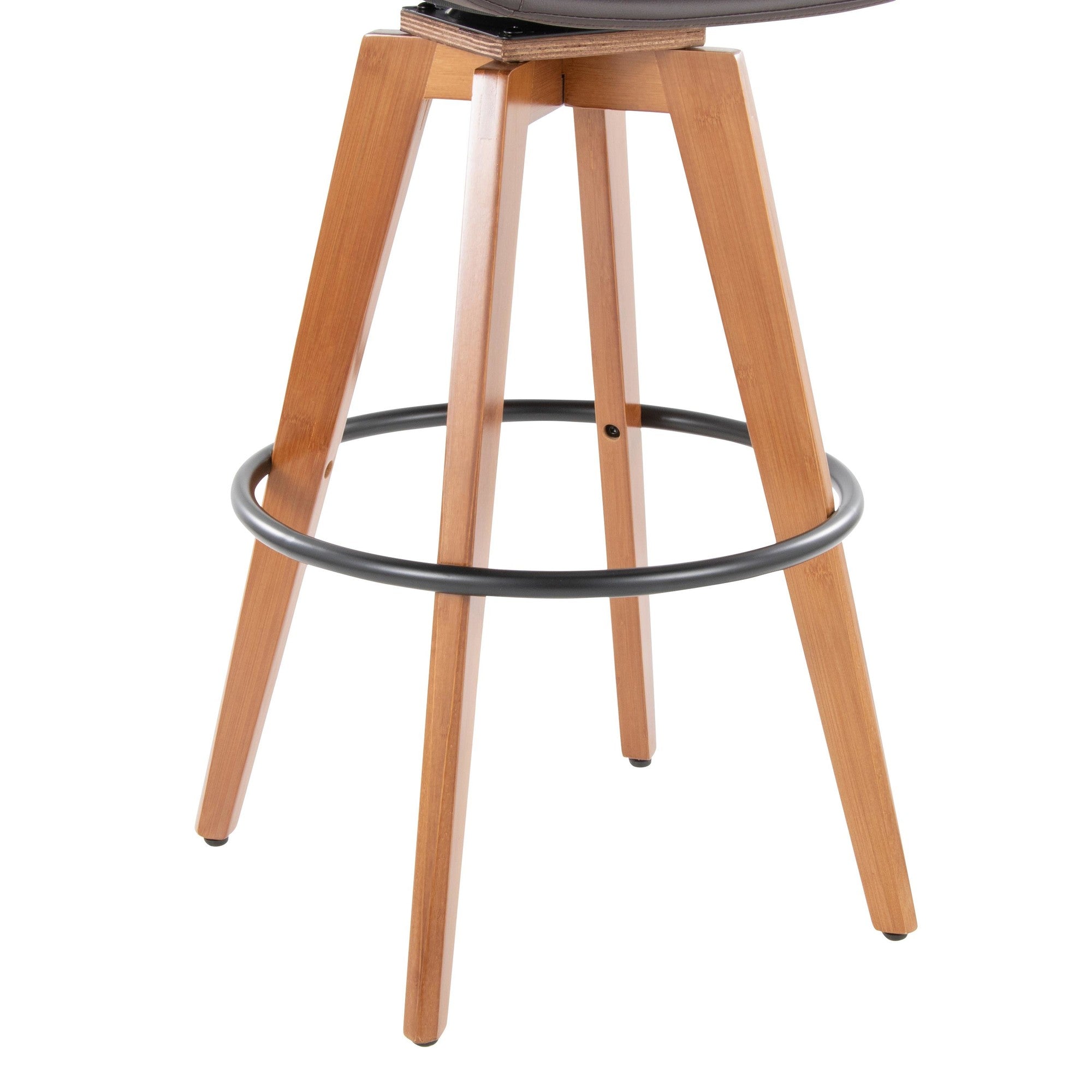 Cosmo 29" Fixed-Height Barstool - Walnut Bamboo, Brown PU, Black Metal