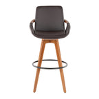 Cosmo 29" Fixed-Height Barstool - Walnut Bamboo, Brown PU, Black Metal