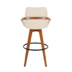 Cosmo 29" Fixed-Height Barstool - Walnut Bamboo, Cream PU, Black Metal