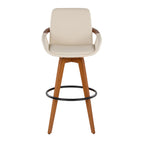 Cosmo 29" Fixed-Height Barstool - Walnut Bamboo, Cream PU, Black Metal
