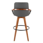 Cosmo 29" Fixed-Height Barstool - Walnut Bamboo, Grey PU, Black Metal