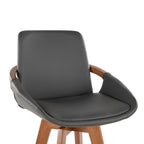 Cosmo 29" Fixed-Height Barstool - Walnut Bamboo, Grey PU, Black Metal