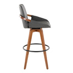 Cosmo 29" Fixed-Height Barstool - Walnut Bamboo, Grey PU, Black Metal