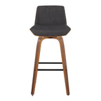 Corazza 30" Fixed-Height Barstool - Set of 2 - Walnut Wood, Charcoal Fabric, Black Metal