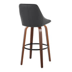 Diana 30" Fixed-Height Barstool - Set of 2 - Walnut Wood, Black PU, Black Metal