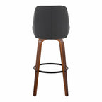 Diana 30" Fixed-Height Barstool - Set of 2 - Walnut Wood, Black PU, Black Metal