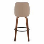 Diana 30" Fixed-Height Barstool - Set of 2 - Walnut Wood, Brown PU, Black Metal