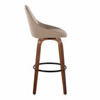 Diana 30" Fixed-Height Barstool - Set of 2 - Walnut Wood, Brown PU, Black Metal
