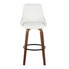 Diana 30" Fixed-Height Barstool - Set of 2 - Walnut Wood, White PU, Black Metal