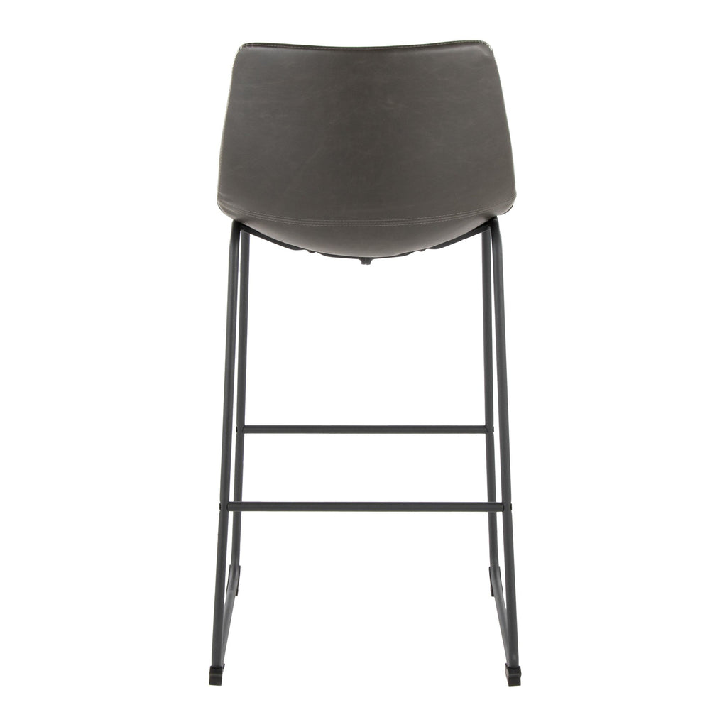 Duke 30" Fixed-Height Barstool - Black Metal, Grey PU