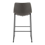 Duke 30" Fixed-Height Barstool - Black Metal, Grey PU
