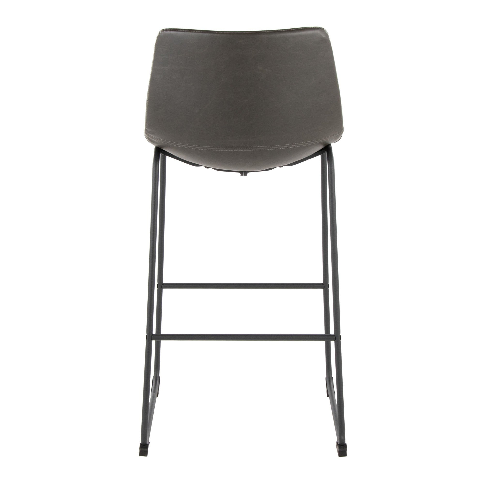 Duke 30" Fixed-Height Barstool - Black Metal, Grey PU