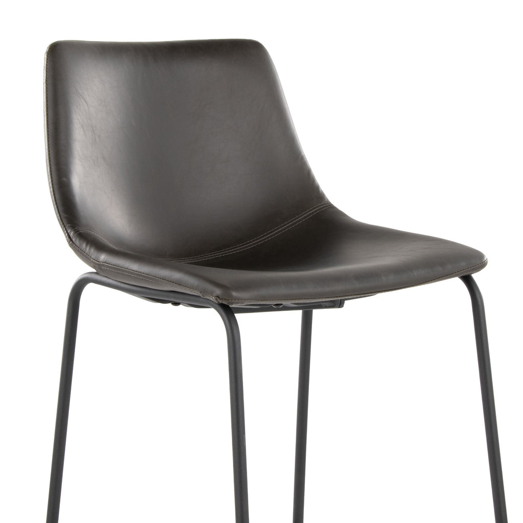 Duke 30" Fixed-Height Barstool - Black Metal, Grey PU