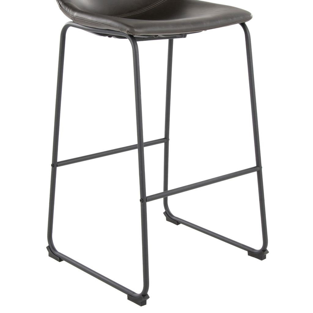 Duke 30" Fixed-Height Barstool - Black Metal, Grey PU