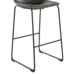 Duke 30" Fixed-Height Barstool - Black Metal, Grey PU