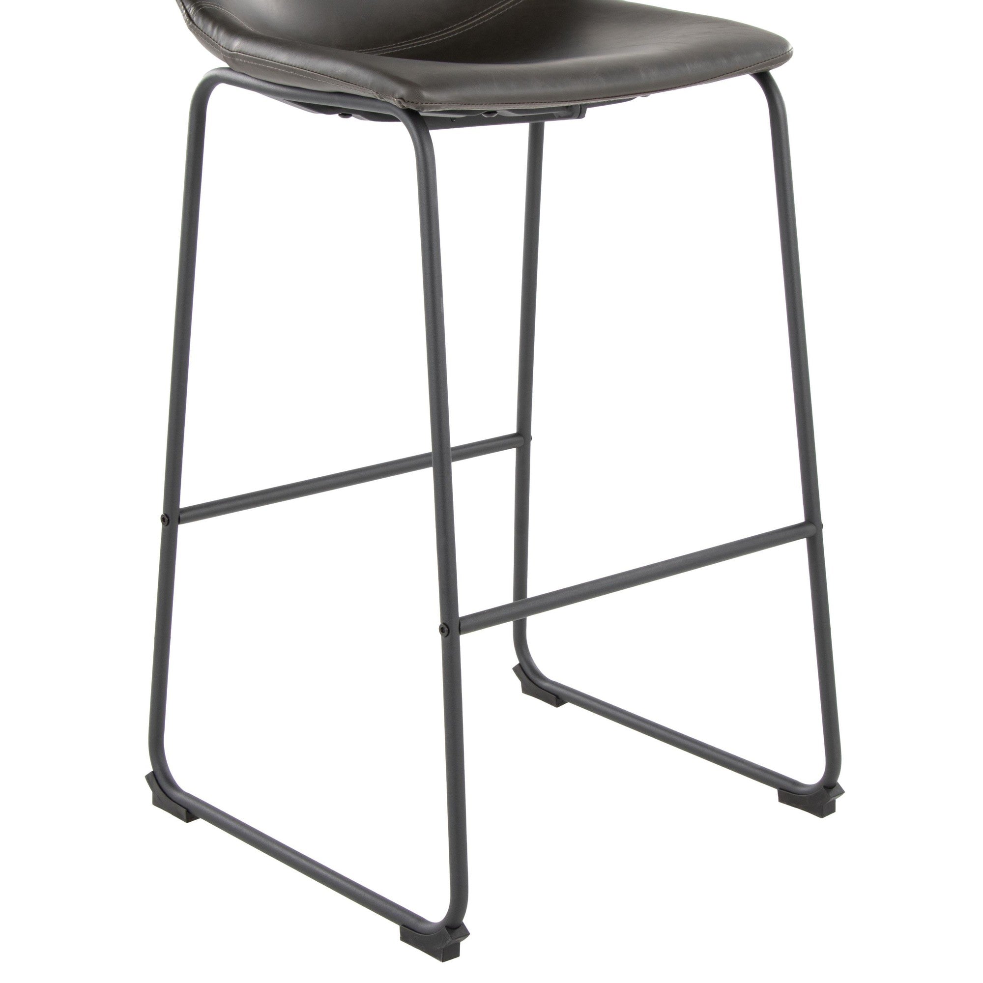 Duke 30" Fixed-Height Barstool - Black Metal, Grey PU