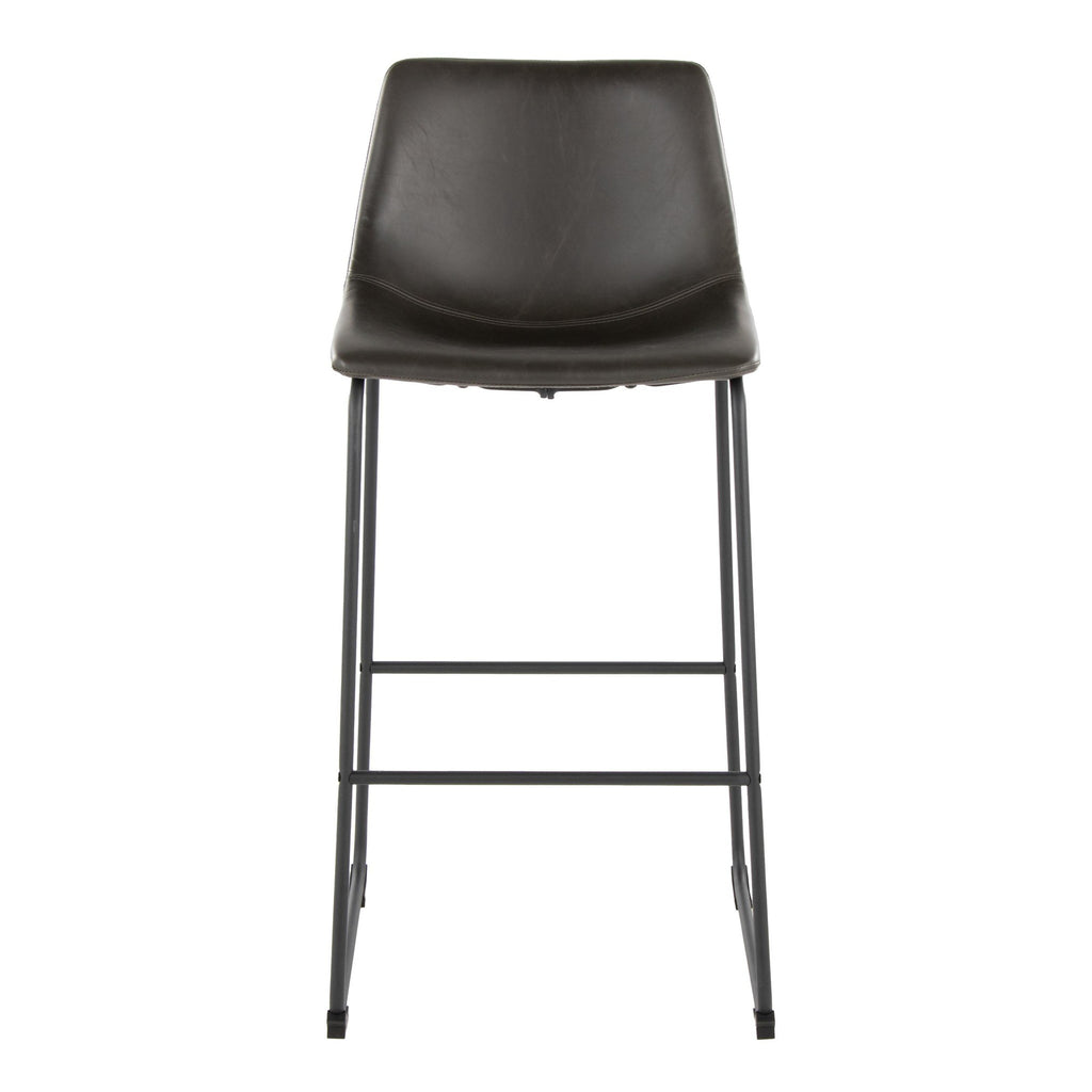Duke 30" Fixed-Height Barstool - Black Metal, Grey PU