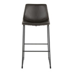 Duke 30" Fixed-Height Barstool - Black Metal, Grey PU