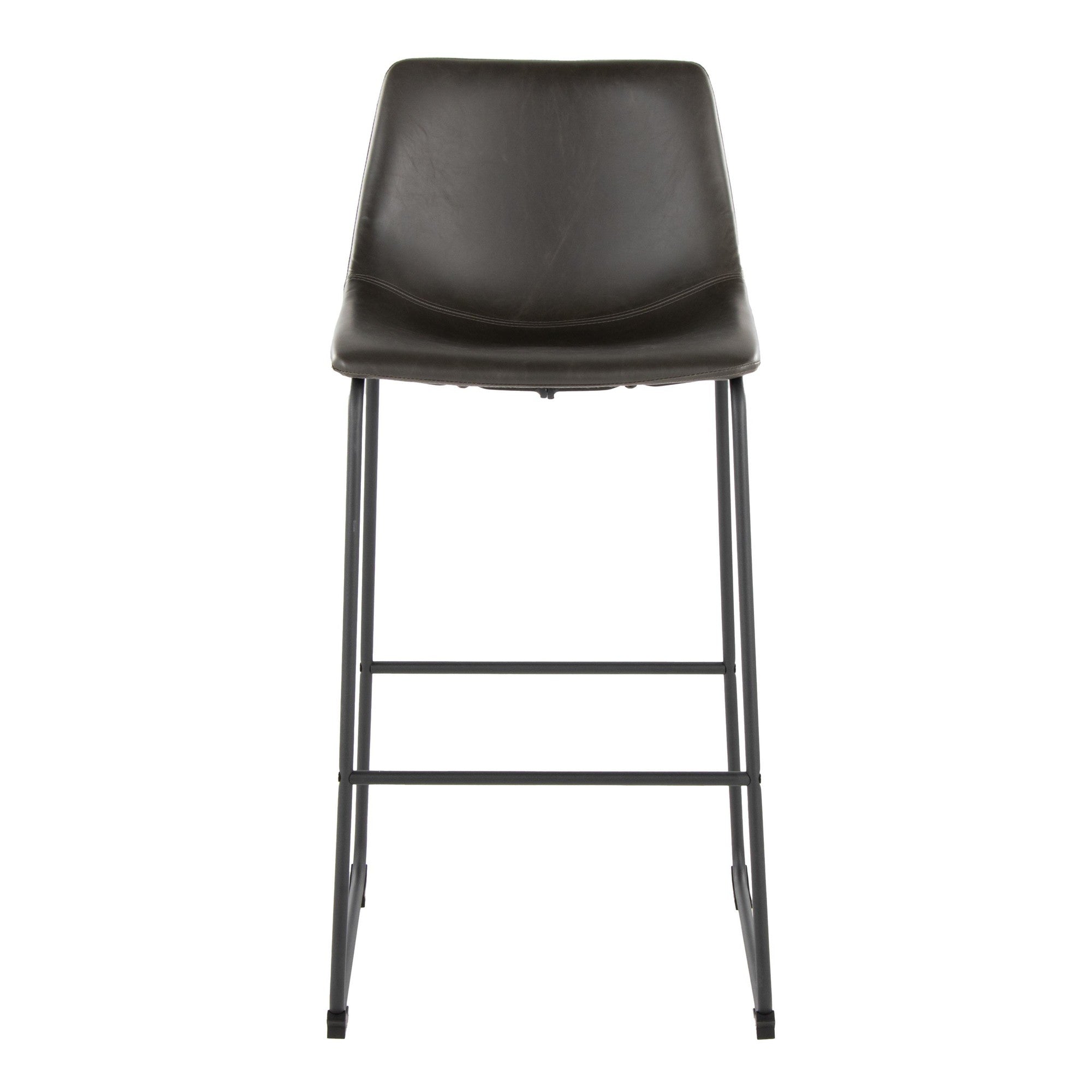 Duke 30" Fixed-Height Barstool - Black Metal, Grey PU