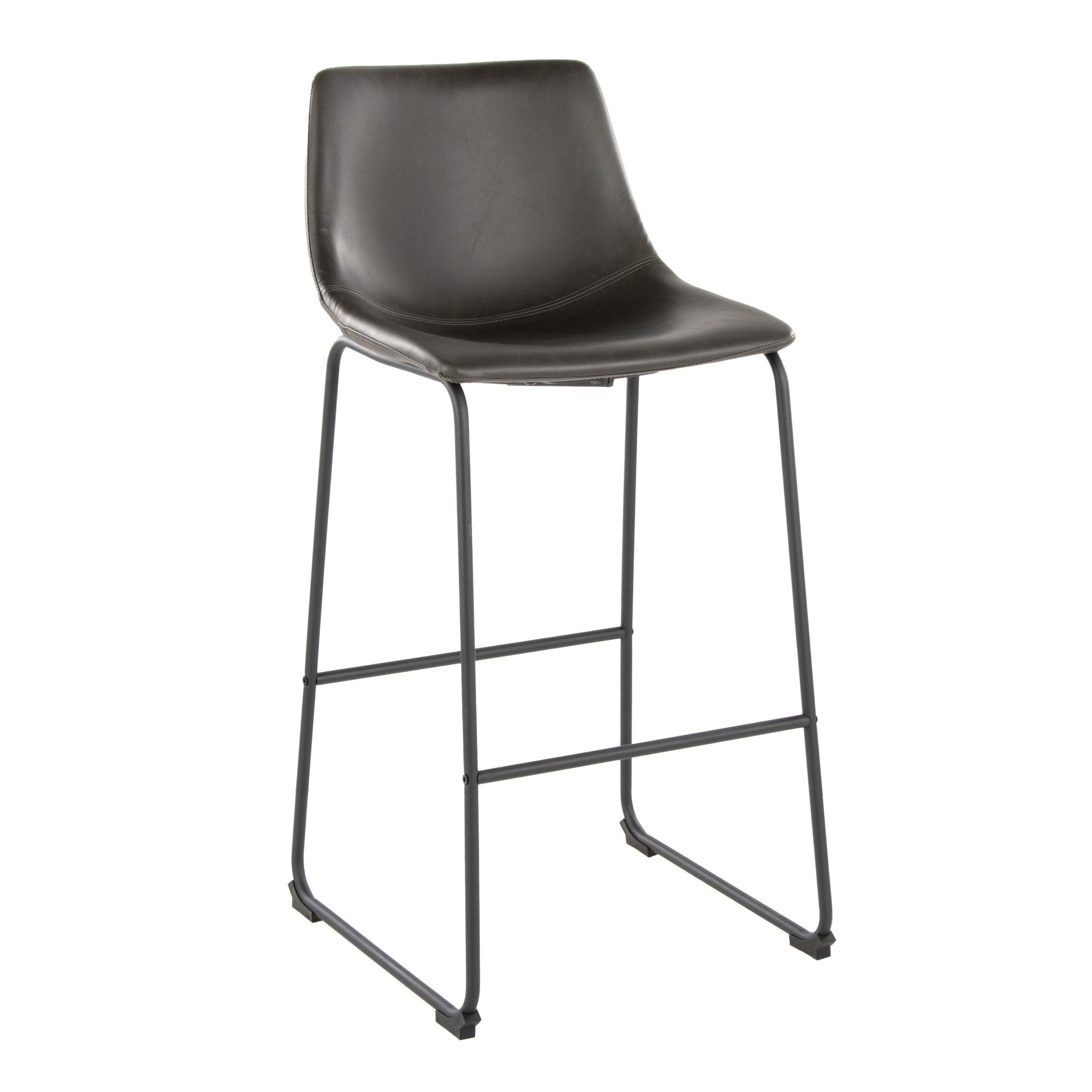 Duke 30" Fixed-Height Barstool - Black Metal, Grey PU