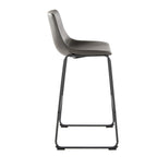 Duke 30" Fixed-Height Barstool - Black Metal, Grey PU