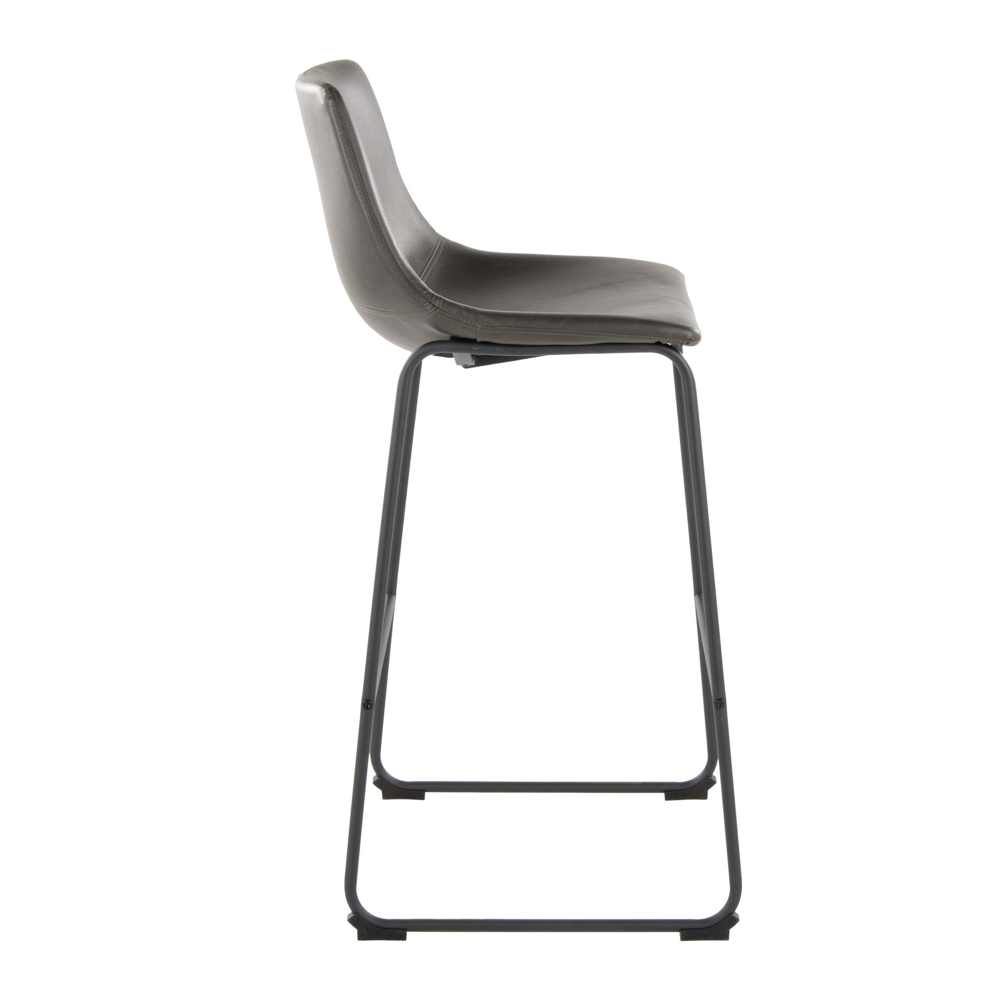 Duke 30" Fixed-Height Barstool - Black Metal, Grey PU