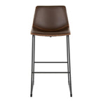 Duke 30" Fixed-Height Barstool - Black Metal, Espresso PU, Orange Zig Zag Stitching
