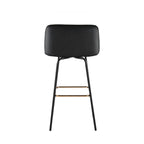 Fran 30" Swivel Fixed-Height Barstool - Set of 2 - Black Metal, Black Velvet, Gold Metal
